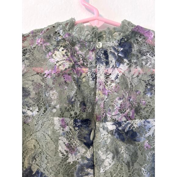 Knit Works Girls Green Floral Lace Dress Size 10 Elegant Party - Picture 5 of 7